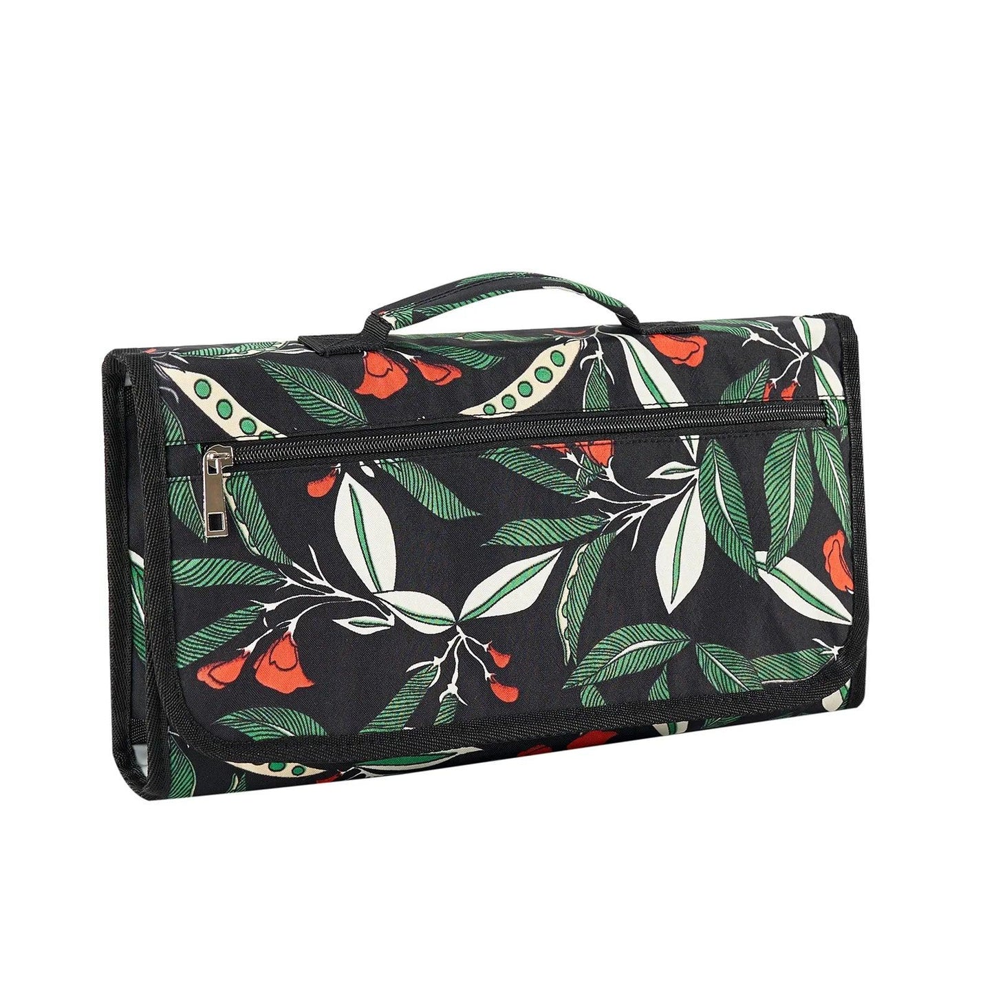 Fasciatoio portatile 3 in 1 impermeabile fantasia foglie verdi e fiori rossi