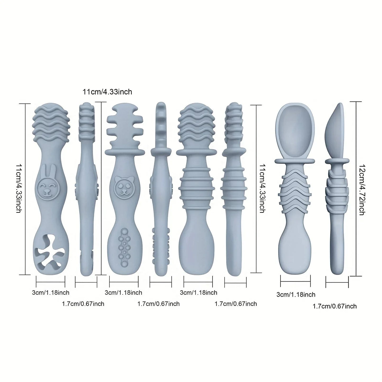 Posate morbide silicone bambini cucchiaio e forchetta per uso quotidiano
