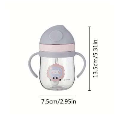 Borraccia bambini viola con cannuccia e manici colori disponibili