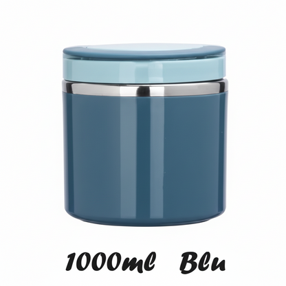 Portapappa termico 1000ml: elegante barattolo blu isolante con coperchio azzurro