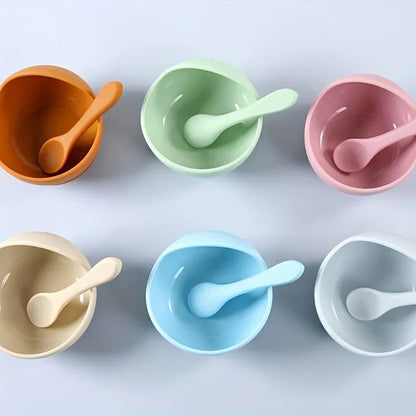 Ciotola silicone con ventosa bambini colori disponibili rosa verde e beige