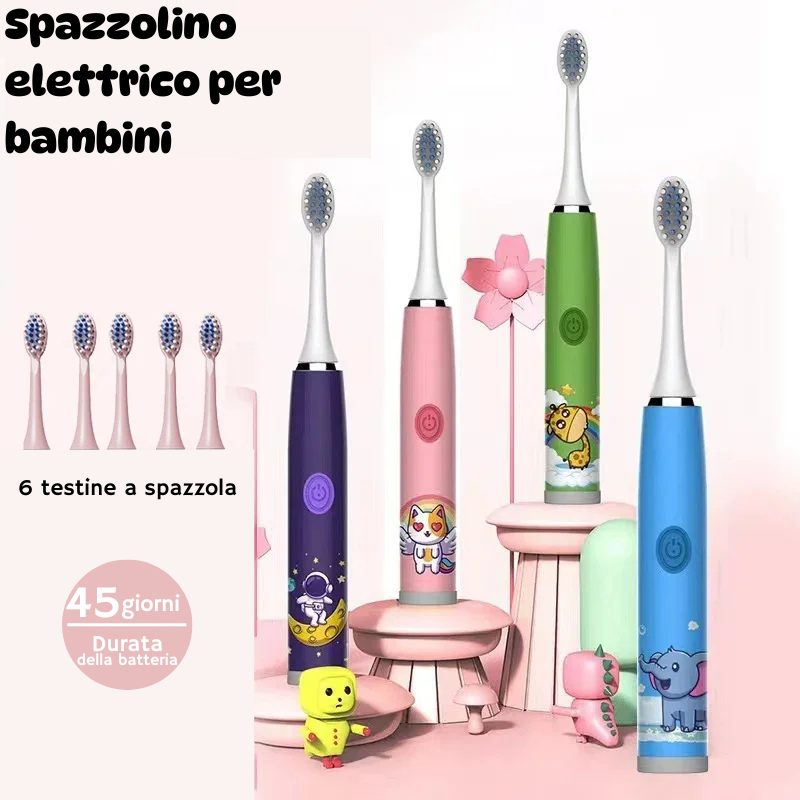 Spazzolini elettrici per bambini con design cartoon colorati