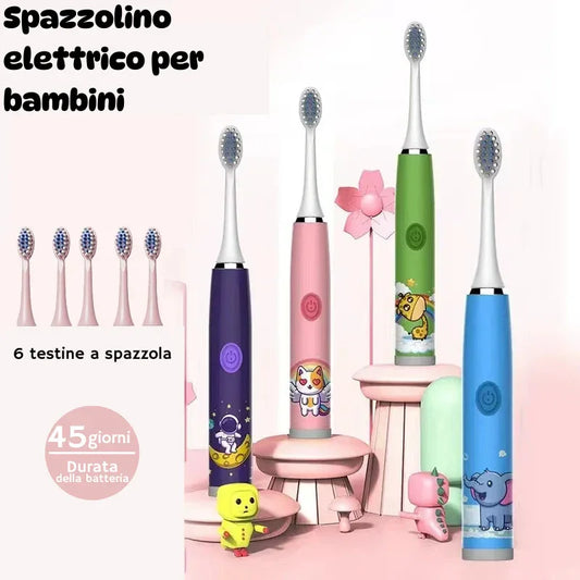 Spazzolini elettrici per bambini con design cartoon colorati