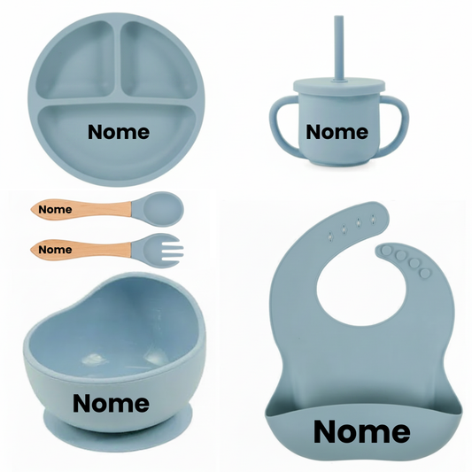 Set Pappa Personalizzabile in Silicone per Neonati – 6 Pezzi con Nome