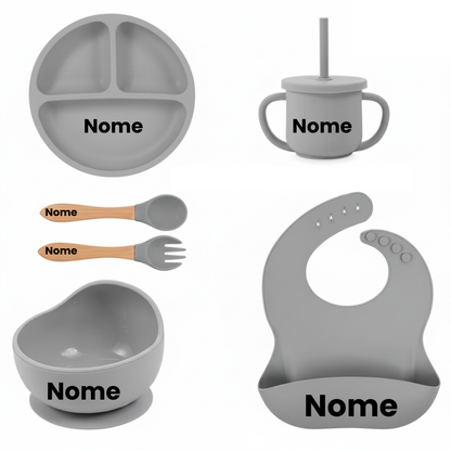 Set Pappa Personalizzabile in Silicone per Neonati – 6 Pezzi con Nome