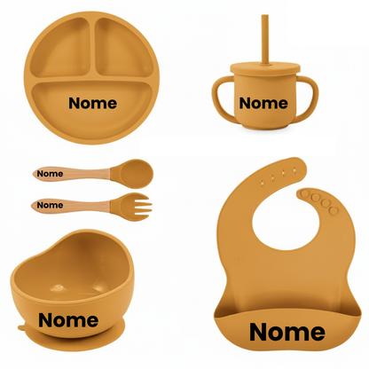 Set Pappa Personalizzabile in Silicone per Neonati – 6 Pezzi con Nome