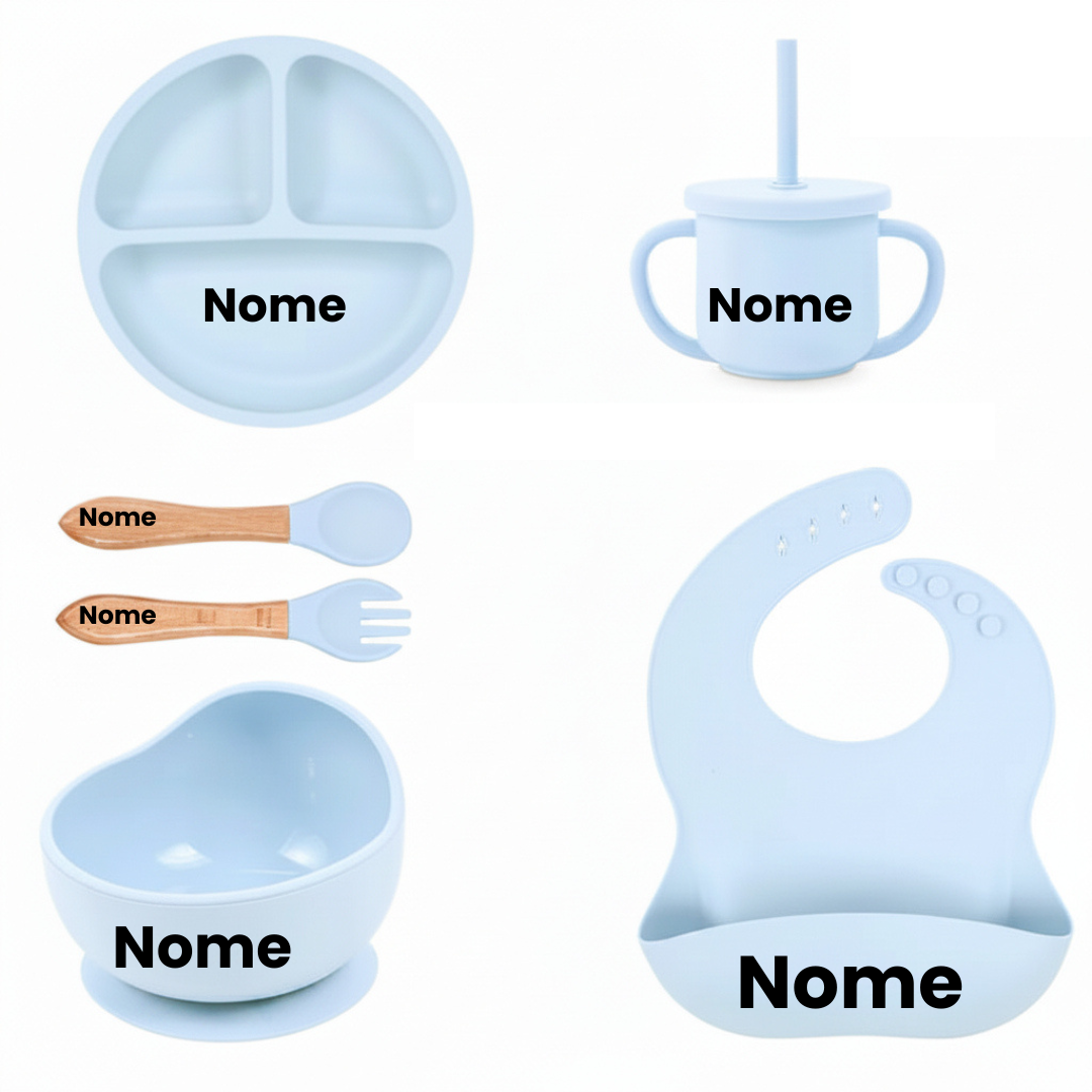 Set Pappa Personalizzabile in Silicone per Neonati – 6 Pezzi con Nome