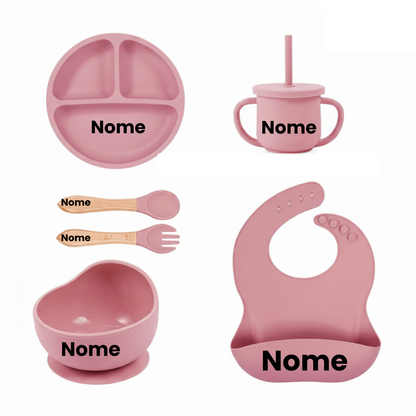 Set Pappa Personalizzabile in Silicone per Neonati – 6 Pezzi con Nome