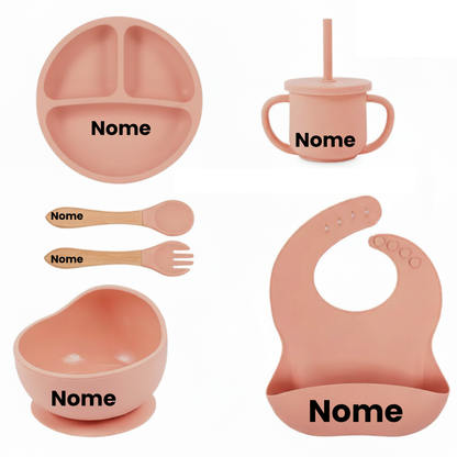 Set Pappa Personalizzabile in Silicone per Neonati – 6 Pezzi con Nome