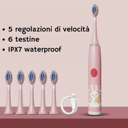 Spazzolino elettrico per bambini rosa con coniglio carino