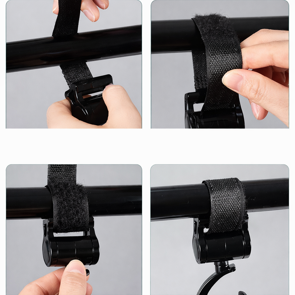 Set da 2 ganci rotanti per passeggino – Ganci multiuso universali per borse e accessori