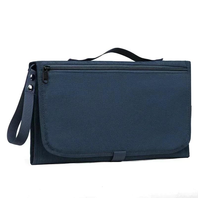 Fasciatoio portatile impermeabile blu scuro con maniglia e zip per neonati