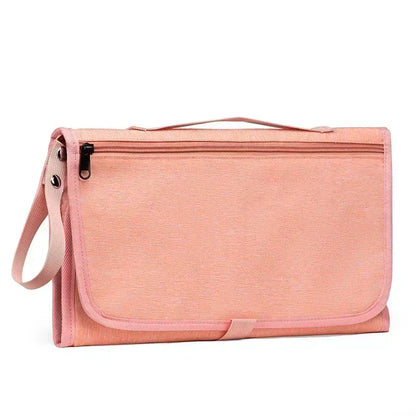 Fasciatoio portatile impermeabile rosa con cerniera e tracolla