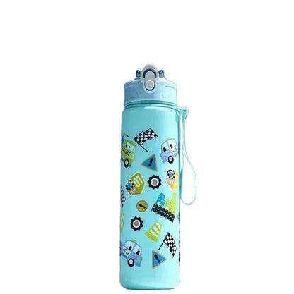 Borraccia bambini 750ml verde tema macchinine cannuccia silicone