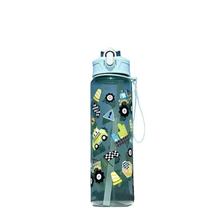 Borraccia bambini 750ml trasparente tema macchinine cannuccia silicone