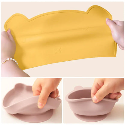 set pappa silicone neonati giallo flessibile morbido BPA free dettaglio materiale
