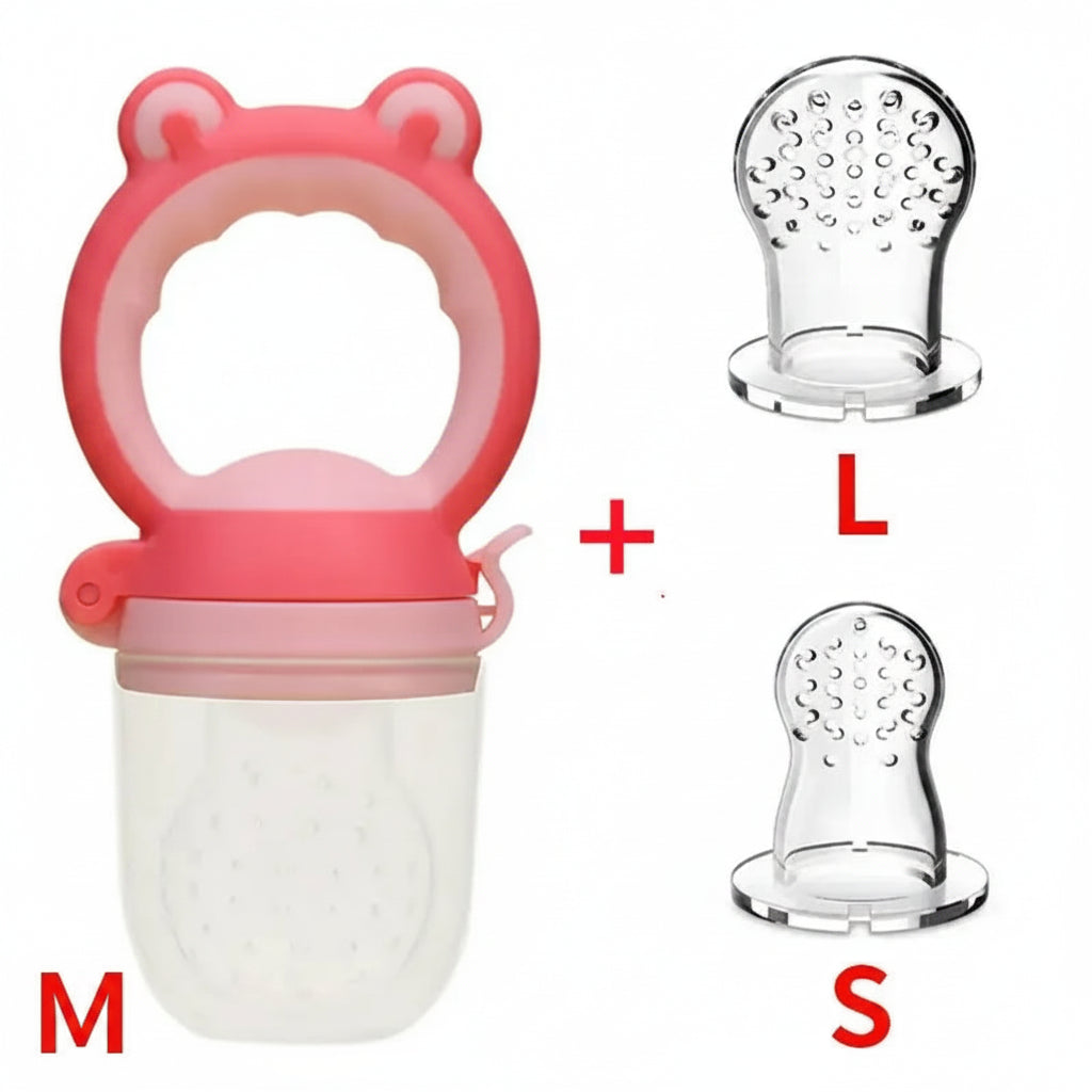 Succhietto alimentare per neonati a forma di orsetto in silicone rosa