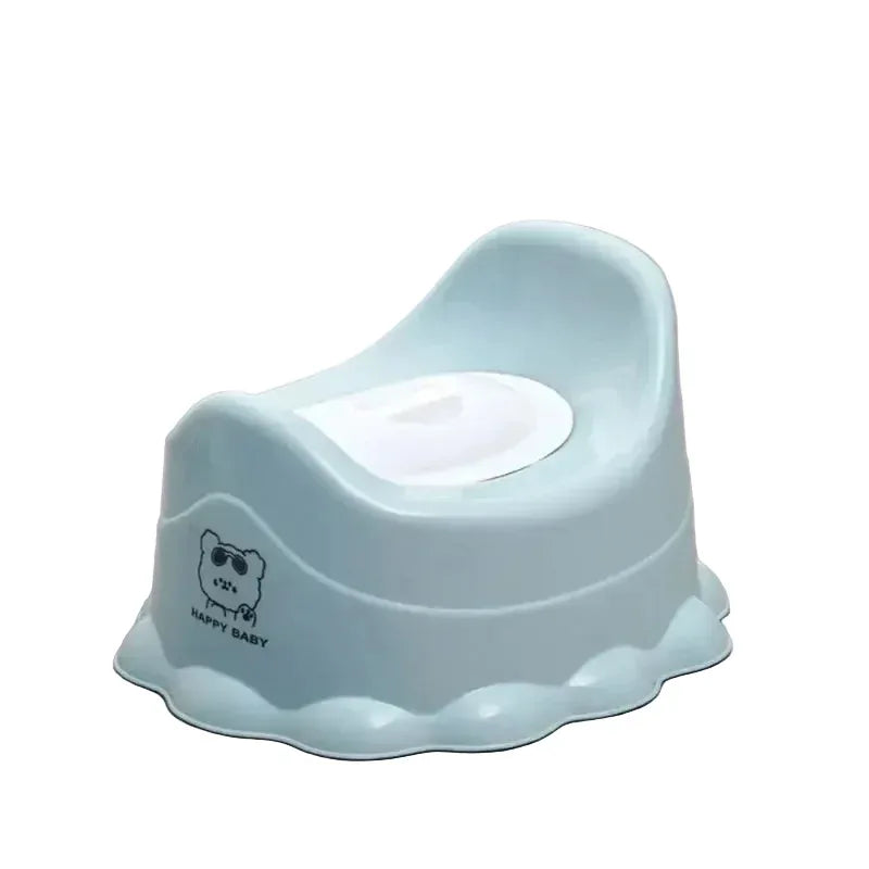 Vasino portatile per bambini con coperchio colore azzurro su sfondo bianco