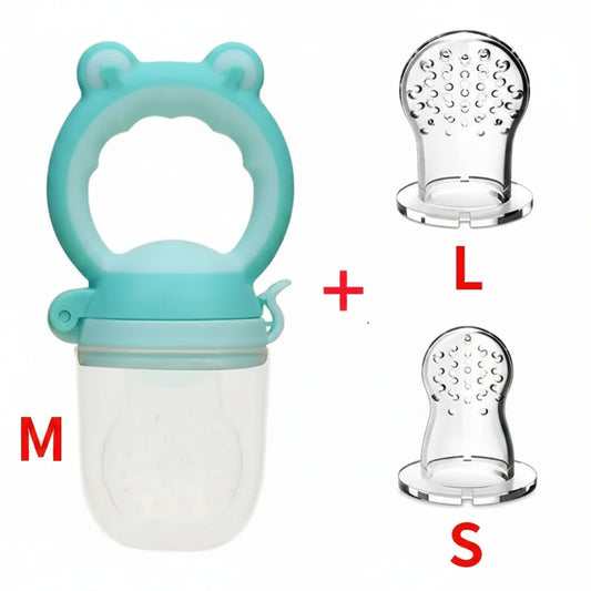 Succhietto alimentare neonati rana teal silicone con inserti trasparenti L S