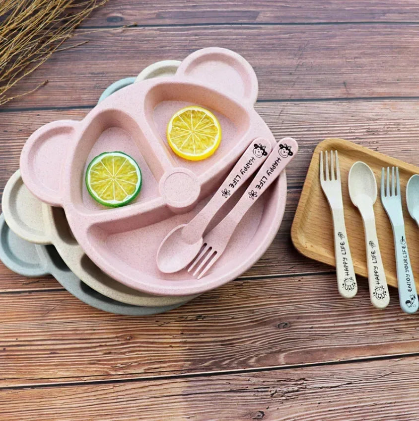 Set pappa bambini orsetto cartoon colori disponibili rosa verde e blu
