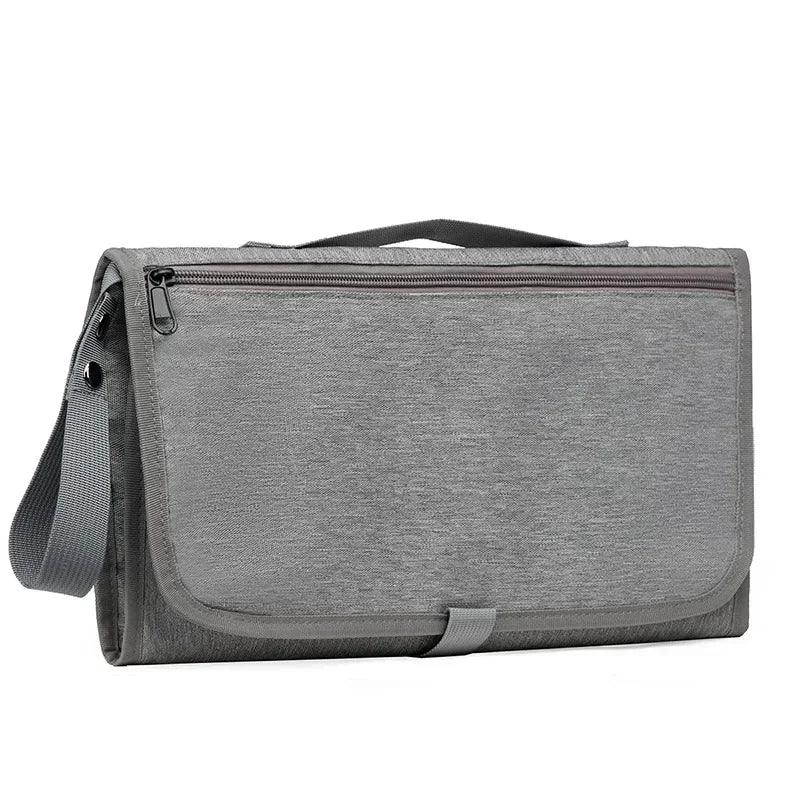 Fasciatoio portatile impermeabile in tessuto grigio con cerniera e tracolla