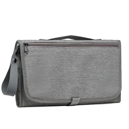 Fasciatoio portatile impermeabile in tessuto grigio con cerniera e tracolla