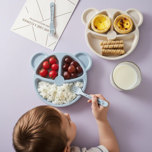 Set pappa orsetto bambini dettaglio ciotola con manico ergonomico