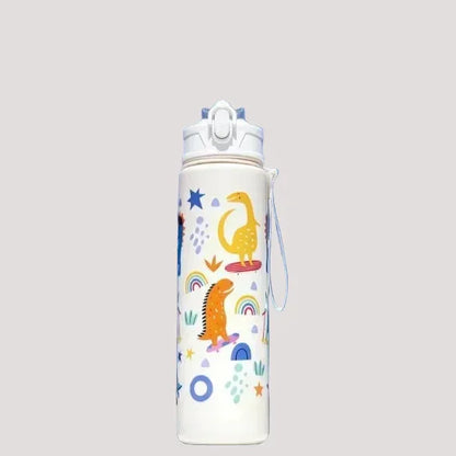 Borraccia bambini dinosauro bianca 750ml cannuccia silicone antigoccia