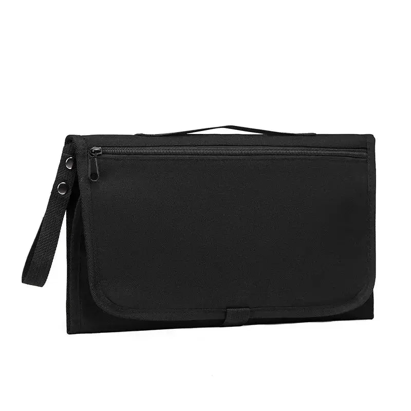 Fasciatoio portatile impermeabile nero con scomparto zip e polsino