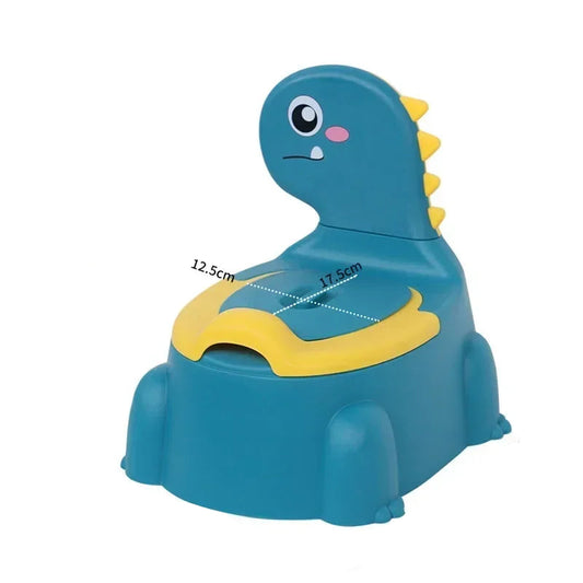 Vasino per bambini dinosauro antiscivolo colore blu su sfondo bianco