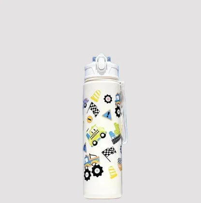 Borraccia bambini 750ml bianca tema macchinine cannuccia silicone