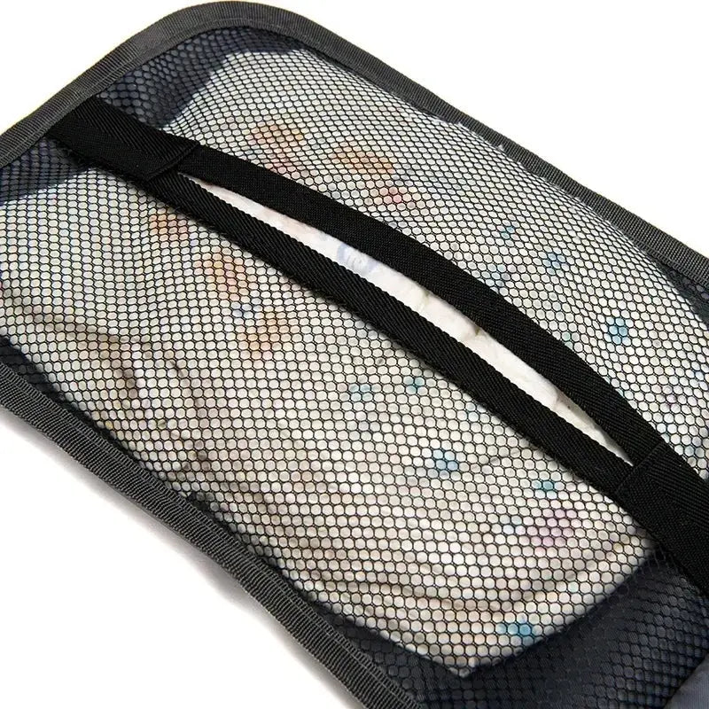 Fasciatoio portatile impermeabile in mesh nero con bordi rinforzati e cinghia centrale