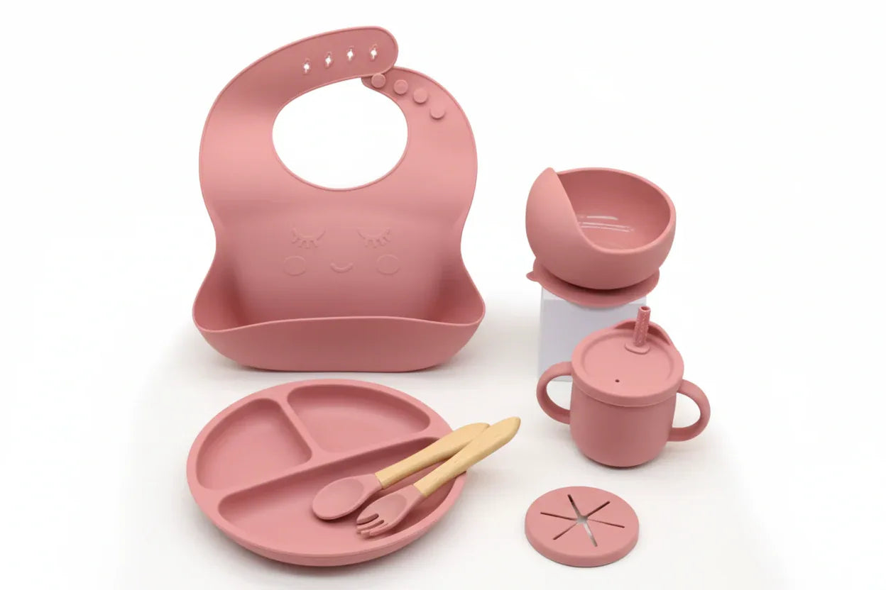 Set prima pappa silicone bambini ciotola con ventosa antiscivolo dettaglio