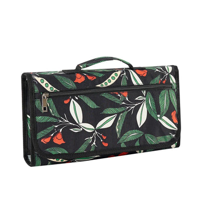  Fasciatoio portatile 3 in 1 impermeabile fantasia foglie verdi e fiori rossi