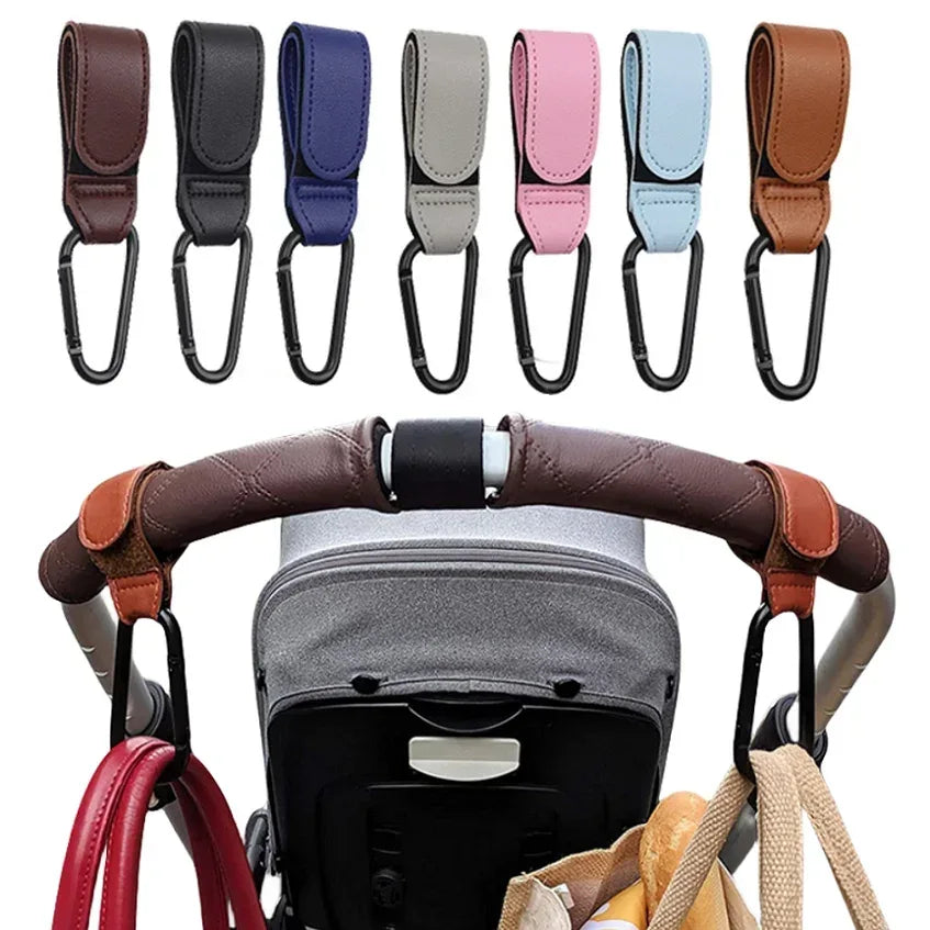 Ganci passeggino pelle PU disponibili in tutti i colori grigio rosa blu marrone nero beige
