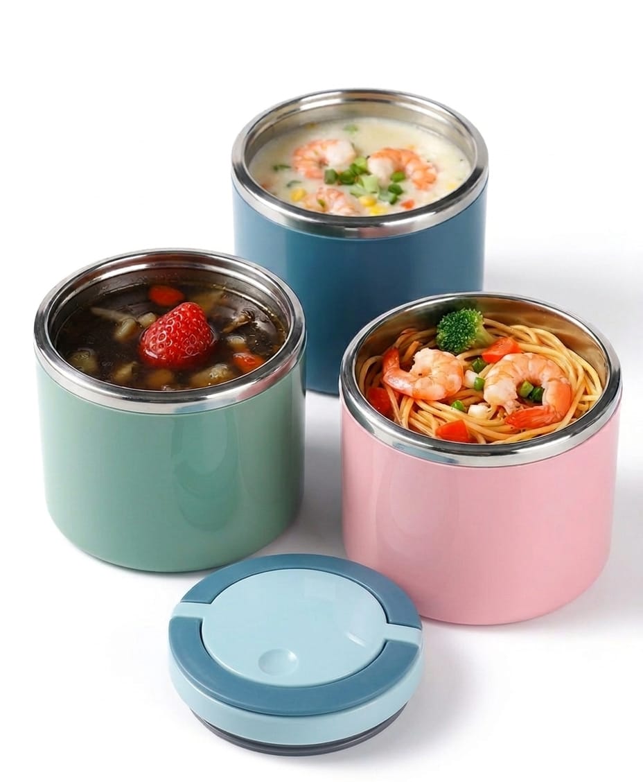 Portapappa Termico per Bambini in Acciaio Inox 630ml / 1000ml – Contenitore Pappa Isolante da Viaggio