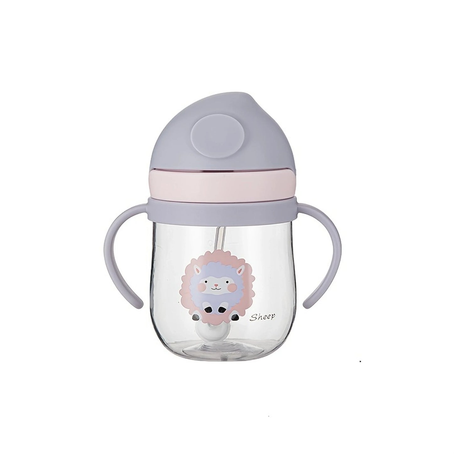  Borraccia bambini viola con cannuccia e manici colori disponibili