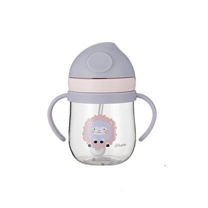  Borraccia bambini viola con cannuccia e manici colori disponibili