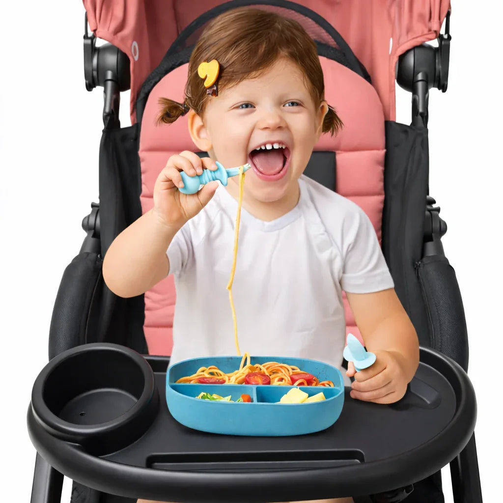 Portabicchieri per passeggino 3 in 1 con vassoio universale antiscivolo montato sul telaio