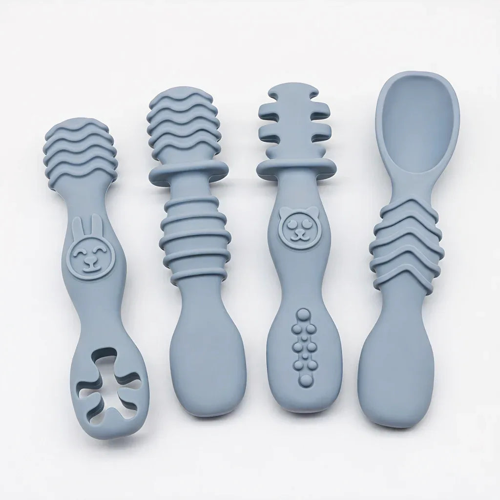 Set posate masticare silicone neonati morbide per pappa e dentizione