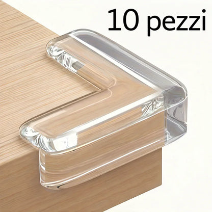 Angolari di sicurezza trasparenti biadesivi per mobili e tavoli bambini