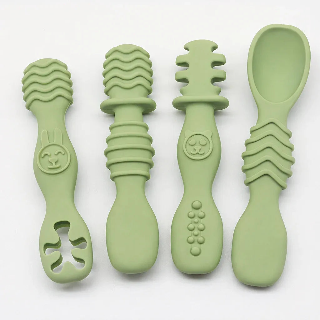 Posate silicone bambini ergonomiche per autonomia durante la pappa