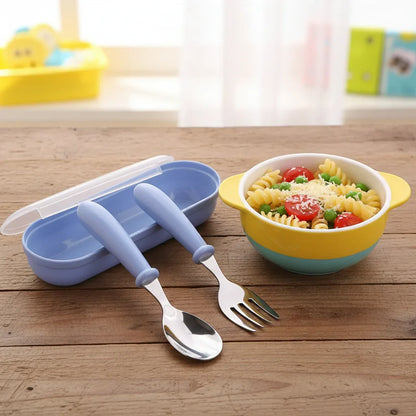 Set posate bambini con custodia cucchiaio e forchetta ergonomici per pasto quotidiano
