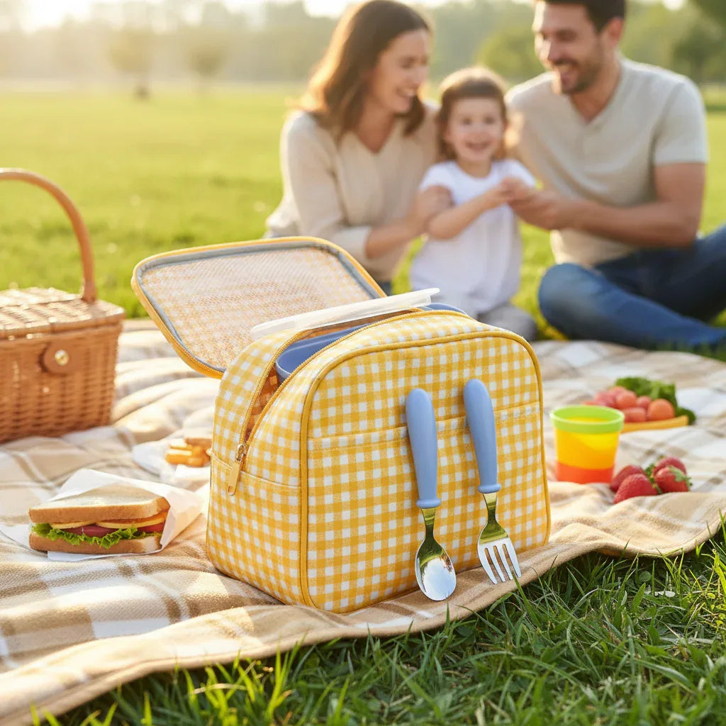 Set posate bambini con custodia cucchiaio e forchetta ergonomici da viaggio picnic

